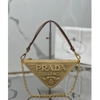 Good Looking Prada Triangle Raffia-effect mini bag 1BC543 2023