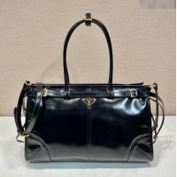 Famous Brand Prada Large leather handbag 1BA433 Black 2023