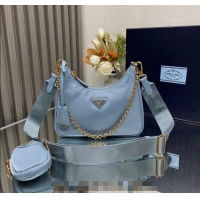 Top Design Prada Re-Edition 2005 Re-Nylon Bag 1BH204 Light Blue 2023 NEW