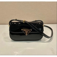 Buy Grade Prada Patent Leather shoulder bag 1BD339 Black 2024