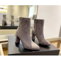 Popular Style Saint Laurent Suede Ankle Boots 9.5cm Grey 010049