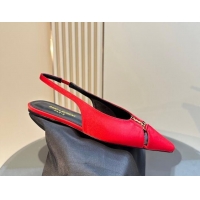 Shop Duplicate Saint Laurent Babylone Slingback Flats in Red Suede 010064