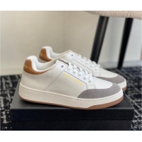 Pretty Style Saint Laurent SL/61 Sneakers in Smooth Leather and Suede White/Grey 1010075