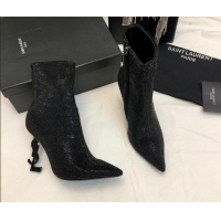 Cheap Price Saint Laurent Strass Allover Ankle Boots 10.5cm with YSL Heel Black 010079