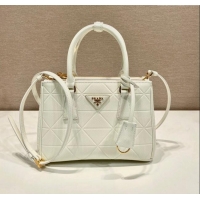 Best Price Prada Small Galleria Quilted Saffiano Leather Bag 1BA896 White 2023