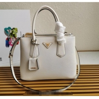 Top Grade Prada Large Saffiano Leather Handband 1BA232 White 2023