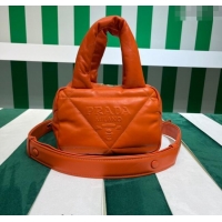 Top Quality Prada Quilted nappa leather Top Handle bag 1BB083 Orange 2023