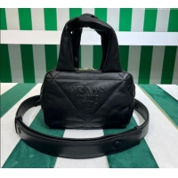 Buy Fashionable Prada Quilted nappa leather Top Handle bag 1BB083 Black 2023