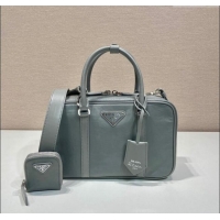 Shop Grade Prada Medium antique nappa leather top handle bag 1BB092 Slate Grey 2023