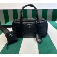 Super Quality Prada Small Antique Nappa Leather Top Handle Bag 1BB098 Black 2023