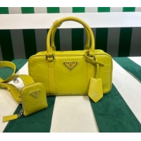 Buy Discount Prada Small Antique Nappa Leather Top Handle Bag 1BB098 Yellow 2023