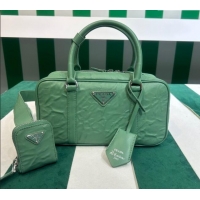 Well Crafted Prada Small Antique Nappa Leather Top Handle Bag 1BB098 Sage Green 2023