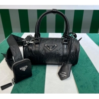 Low Price Prada Small Antique Nappa Leather Handbag 1BA389 Black 2023