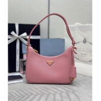 New Release Creation Prada Re-Edition Saffiano leather mini bag 1BC204 Light Pink 2024