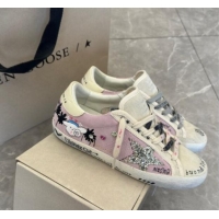 Stylish Golden Goose Super-Star Sneakers in Grey and Purple Printed Suede 0530007