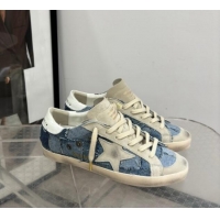 Good Looking Golden Goose Super-Star Sneakers in Blue Denim Patchwork 530018