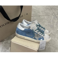 Top Grade Golden Goose Super-Star Sneakers in Denim Blue and Grey Suede 530021