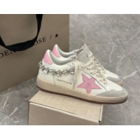 Best Grade Golden Goose Ball Star Sneakers with pink leather star and strass decoration 530022