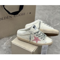 Good Product Golden Goose Super Star Sneaker Mules in white leather with light pink star 0530024