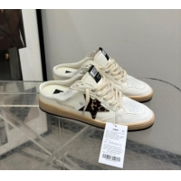 Good Quality Golden Goose Ball Star Sneaker mules in white leather with peony star 530027