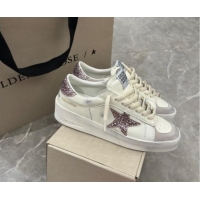 Best Product Golden Goose Stardan Sneakers in white nappa leather and grey suede with pink glitter star and heel tab 530