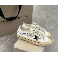 Duplicate Golden Goose V-Star Sneakers in Leather with Signature White/Black 702116