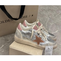 Low Cost Golden Goose Ball Star Sneakers in Silver Leather with brown suede star 7230103