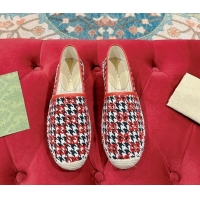 Pretty Style Gucci Espadrilles Flat in GG Houndtooth Canvas Red/Black/White 7230114