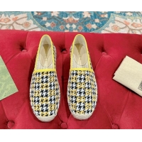 Grade Quality Gucci Espadrilles Flat in GG Houndtooth Canvas Yellow 7230115