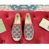 Top Grade Gucci Espadrilles Flat in GG Houndtooth Canvas Red/Green 7230117