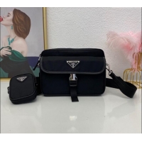 Top Grade Prada Re-Nylon and Saffiano Leather Shoulder Bag 2VH133 Black 2023