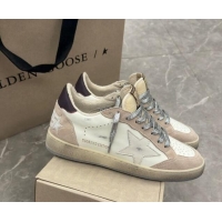 Cheap Price Golden Goose Women's Ball Star Sneakers with white star and burgundy leather heel tab White/Beige 081005