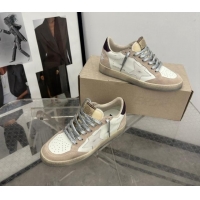 Cheap Price Golden Goose Women's Ball Star Sneakers with white star and burgundy leather heel tab White/Beige 081005