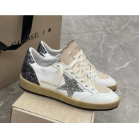 Classic Hot Golden Goose Ball Star sneakers in white leather with glitter star and heel tab 905062