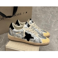 Top Design Golden Goose Ball Star LAB sneakers in silver leather with black suede star and heel tab 905064