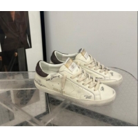 Top Grade Golden Goose Super-Star Sneakers in nappa leather with perforated star and grey suede heel tab 905068