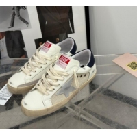 Grade Golden Goose Super-Star Sneakers in White Leather and Mesh with Silver Star 905069