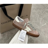 Trendy Design Golden Goose Super-Star Sneakers in light pink suede with white leather star and heel tab 009049