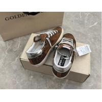 Luxurious Golden Goose Super-Star LTD Sneakers in brown glitter and suede with silver leather star and heel tab 009050