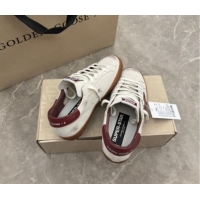 Best Price Golden Goose Super-Star Sneakers in white leather with burgundy leather star and heel tab 009052