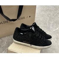 Low Cost Golden Goose Super-Star Sneakers in All Black Suede and Strass 009053