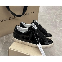 Feminine Golden Goose Super-Star Sneakers in Black Patent Leather and Suede 009055