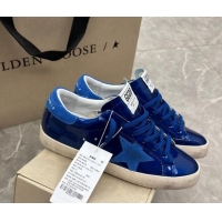 Sumptuous Golden Goose Super-Star Sneakers in Blue Patent Leather and Suede 009056