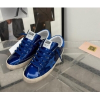 Sumptuous Golden Goose Super-Star Sneakers in Blue Patent Leather and Suede 009056