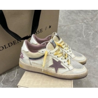 Classic Hot Golden Goose Ball Star Sneakers in nappa leather with mauve purple star and leather heel tab 009058