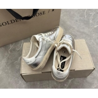 Luxury Golden Goose Soul Star Sneakers in Silver leather with white heel 1009065