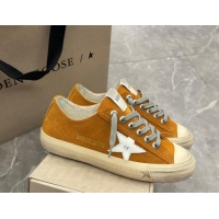 Stylish Golden Goose Women's V-Star sneakers in yellow suede with a white leather star 009067