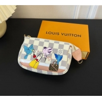 Discount Louis Vuitton Damier Azur Canvas Mini Pochette Accessoires Bag On Chain Bird M82510