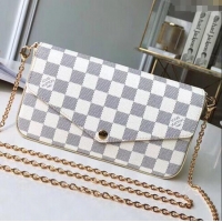 Top Quality Louis Vuitton Damier Azur Canvas Pochette Felicie Chain Wallet WOC N63106