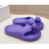 Good Looking Loewe Foam Pebble Thong Slide Sandals in Glossy Rubber Purple 506099